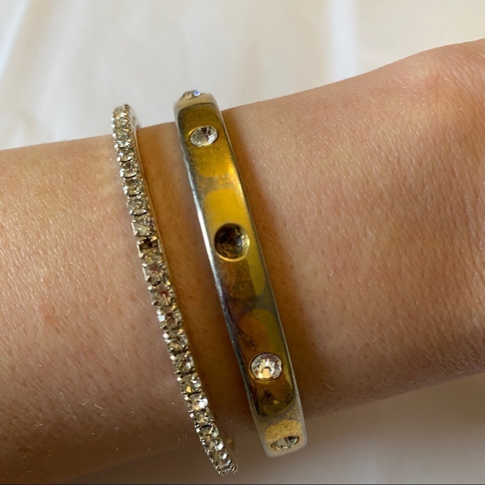 Set of six glam bangles in gold silver - Picture 2 of 6